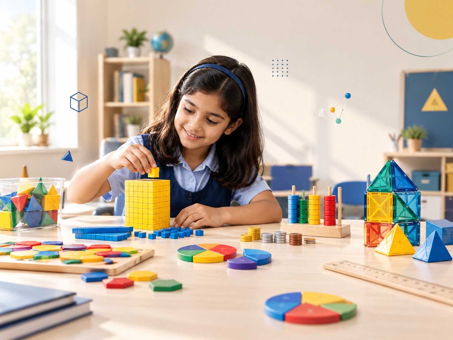 Young learner exploring numbers and shapes